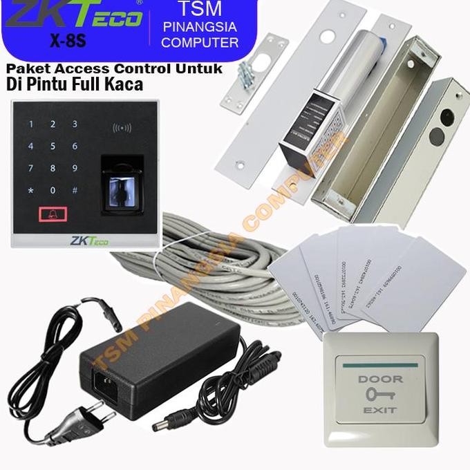 TERLARIS Paket Access Control ZKTeco X8s Akses Door Pintu Full Kaca