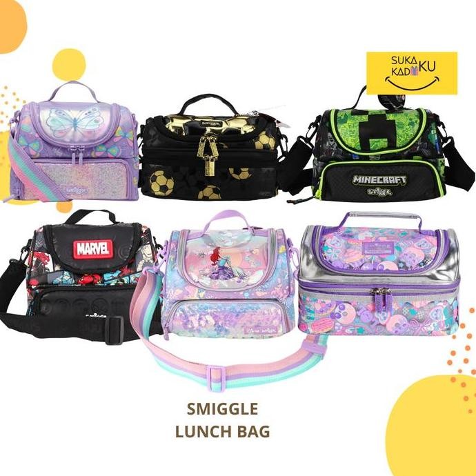 Smiggle Lunchbag Sling Tas Bekal Kotak Makan Anak Bola Minecraft