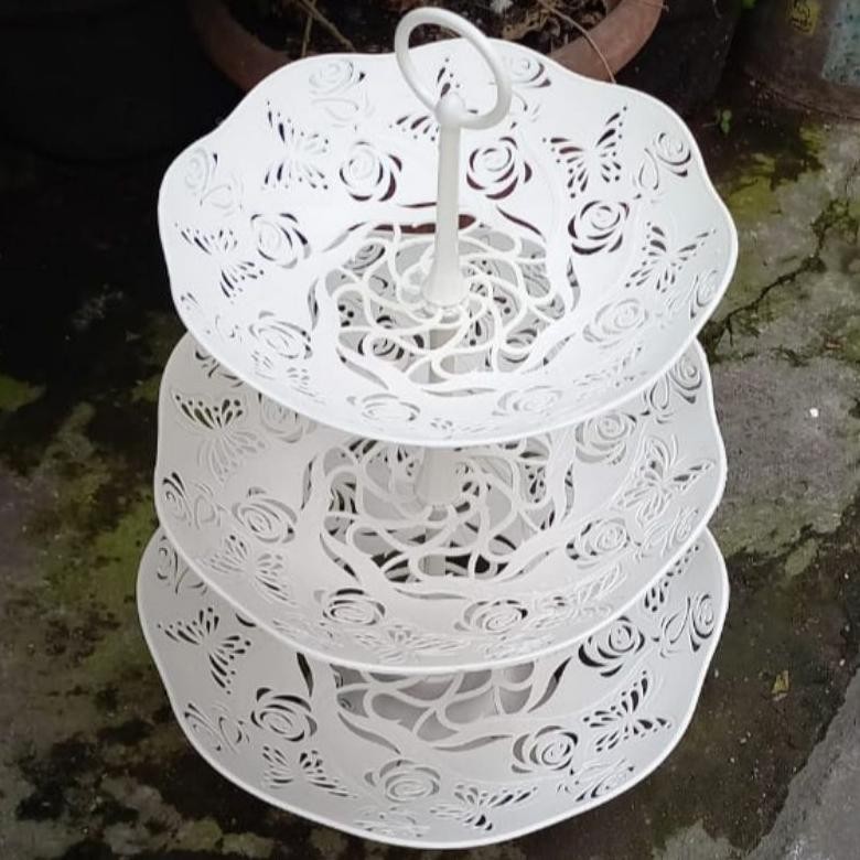 Berkualitas Zalwastore Piring Prasmanan Ukir Susun 3/ Piring Saji / Piring Kue / Piring Buah / Pirin