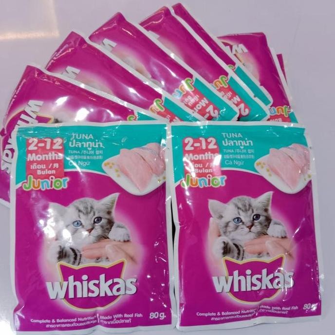 Promo Whiskas Pouch Tuna Junior 1 Dus Isi 24pcs - Wet Food Kucing Basah Anak
