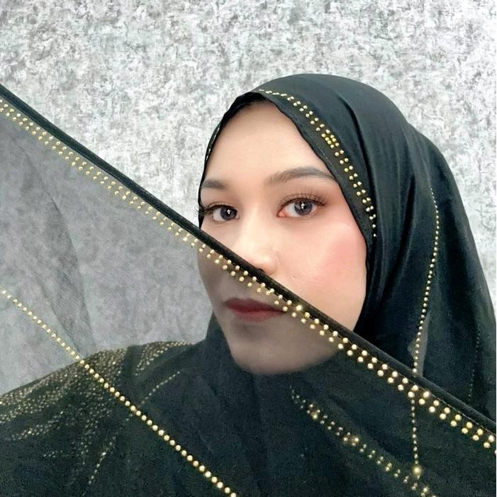 Pasmina Dubai Mewah By Bungashop245 - Pashmina Jilbab Wanita Full Mata Hitam Muslim Panjang Kerudung