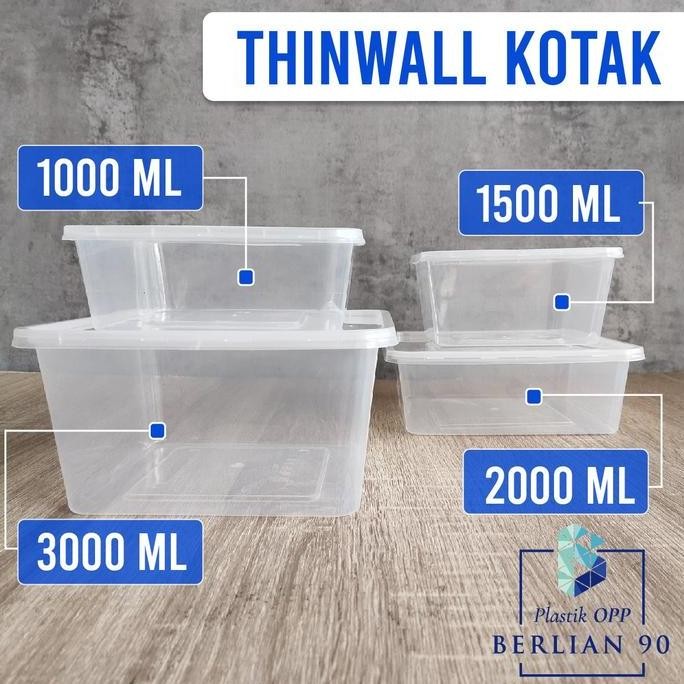 Thinwall Berlian Sq 1500Ml / Kotak Makanan Plastik 1500Ml / Thinwall Kotak 1500Ml