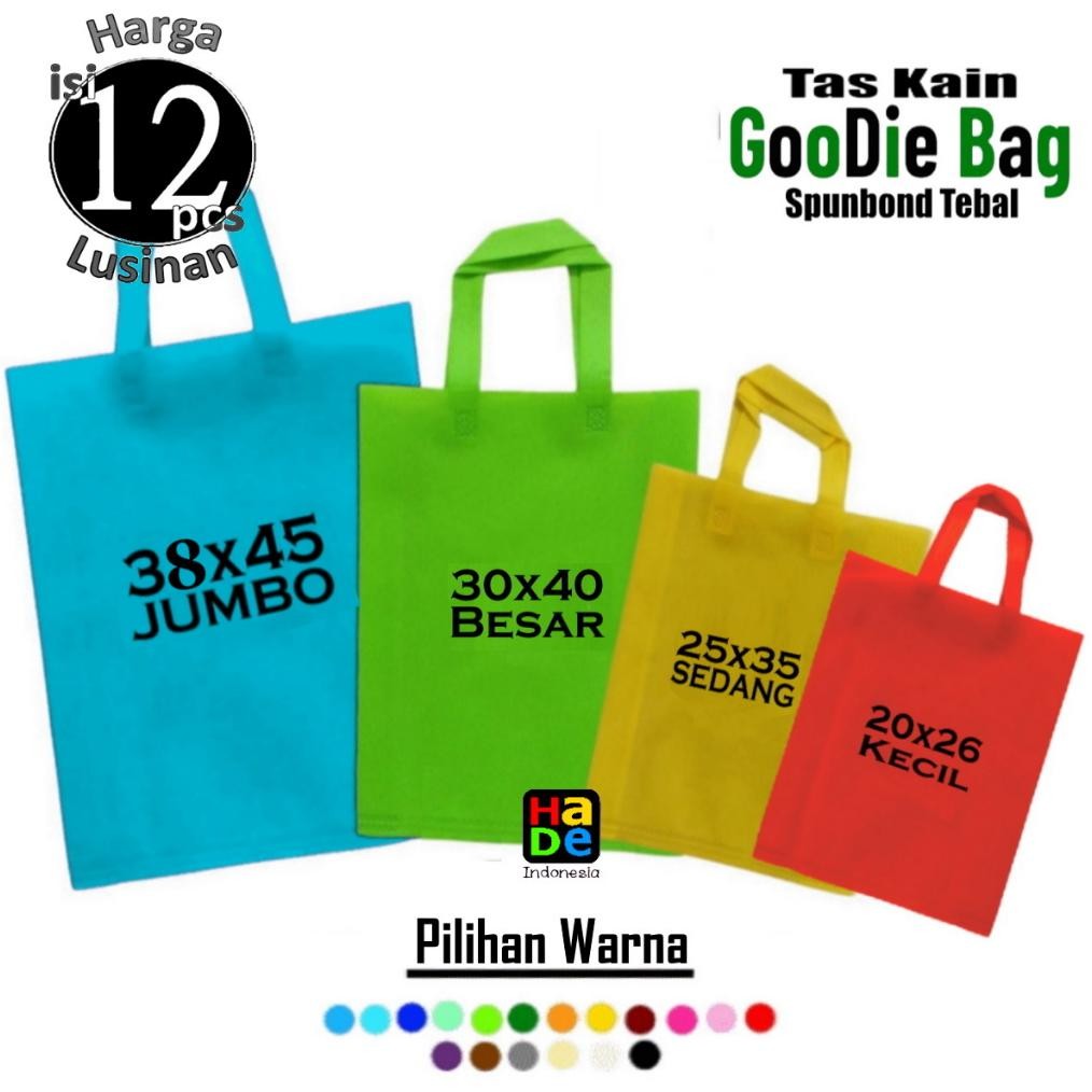 

gd-324 An85 1 Lusinan Isi 12 Tas Kain Spunbond Goodie Bag Handle / Tali Ukuran Jumbo Besar Kecil 20x26 25x35 30x40 38x45 Kantong Belanja Bingkisan Sembako Hampers Dus Nasi Kotak Tasyakuran Tile Souvenir Ultah Ulang Tahun Anak Paper Bag Hantaran Berkat
