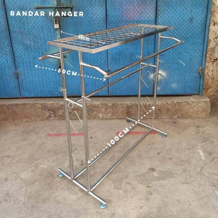 gawang baju 2 sisi plus tatakan ram besi crhome