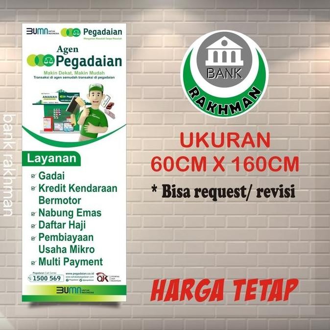 ready SPANDUK BANNER PEGADAIAN UKURAN 160CM X 60CM