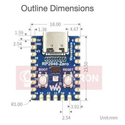 DS Raspberry Pi Pico RP2040 Zero Board RP2040-Zero Tiny Small Mini