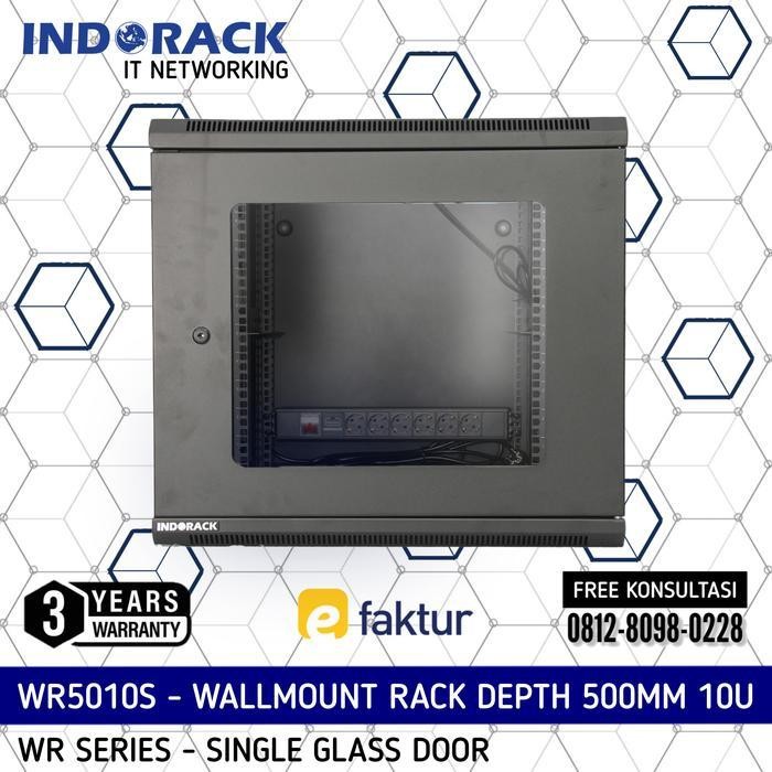 DS Wallmount Rack INDORACK Single Door Rak Server 10U D. 500mm WR5010S