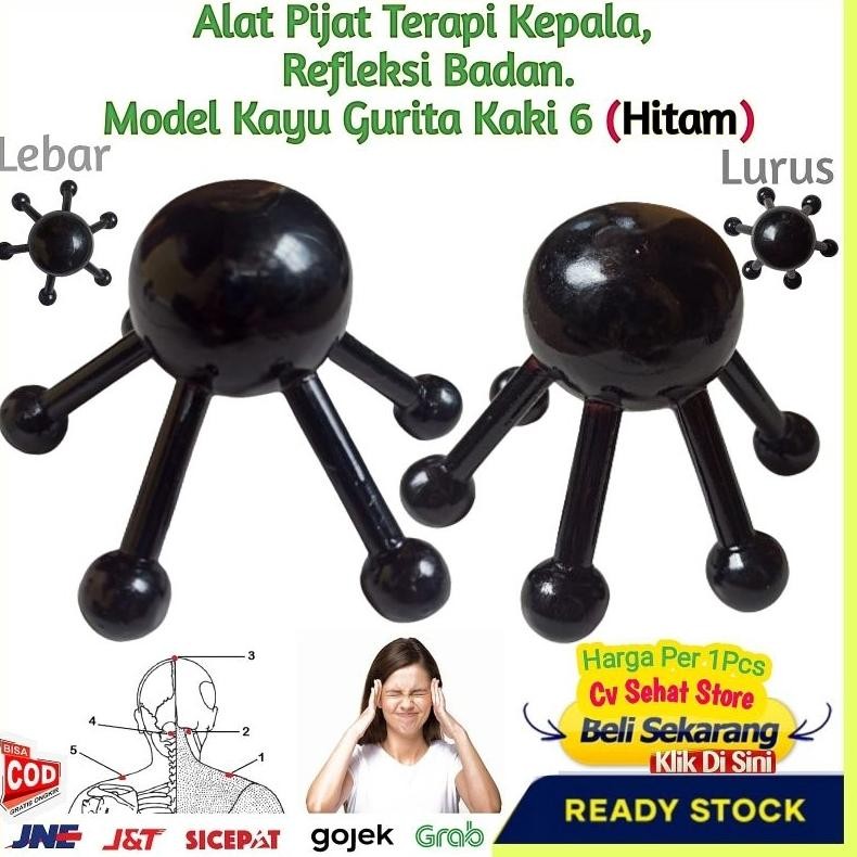 Kayu Alat Pijat Badan Punggung Pijit Bahu Pijet Kepala Pala Gurita Kaki 6 Terapi Tradisional Refleks