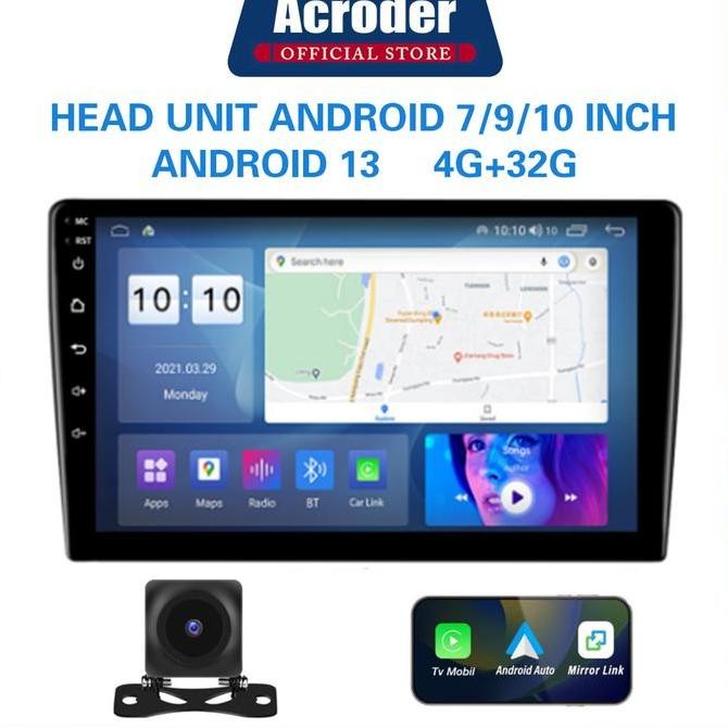 New Head Unit Android 13 Acroder 7 9 10 Inch 4G 32/64GB WiFi Cooling System IPS Carplay