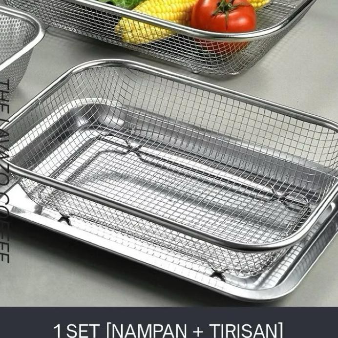 1Set Nampan Saringan Stainless Tirisan Minyak Food Drying Tray Keranjang Tinggi Stainless Buah Goren
