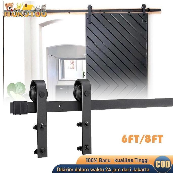 6Ft/8Ft Rel Pintu Geser Industrial Barn Door Sliding Rel Pintu Sleding