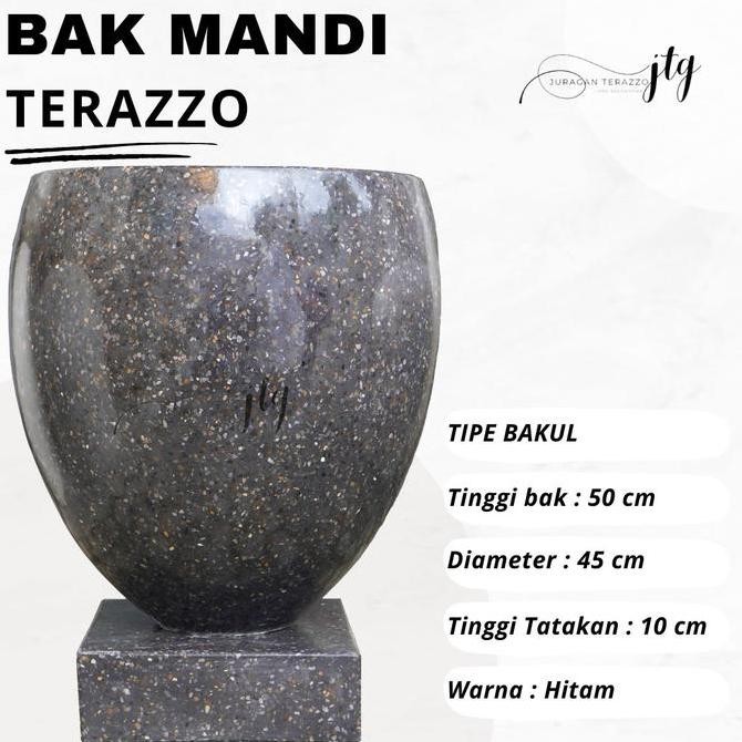 Bak Mandi Teraso Unik Minimalis Bak Mandi Marmer Tipe Bakul Hitam