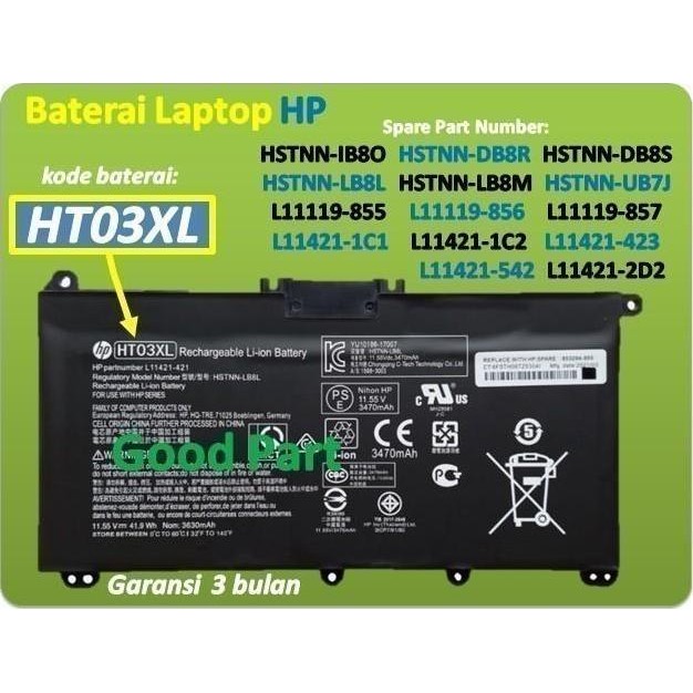 Diskon Baterai Hp 15S-Fq2503Tu Original Batre Laptop Hp 15S-Fq Seri Battery Ori
