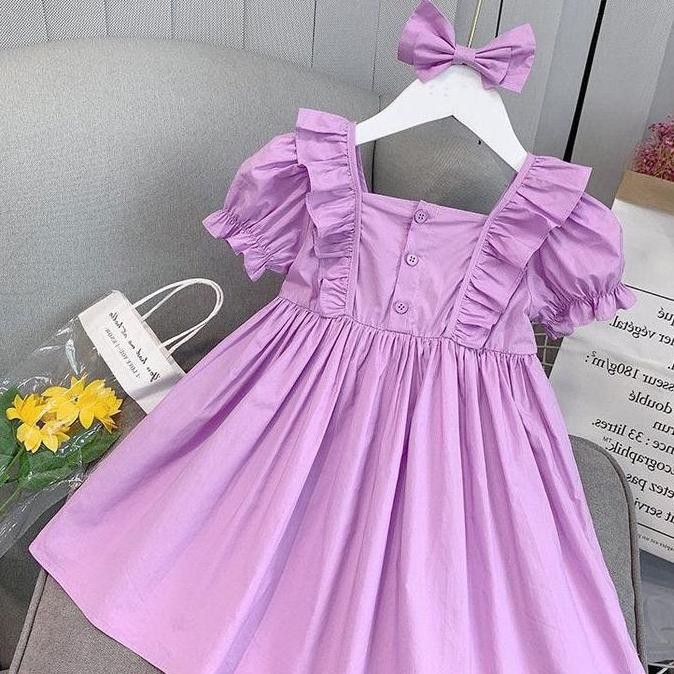Dress Anak Perempuan Import Fashion Korea Terbaru Free Jepit Rambut HS