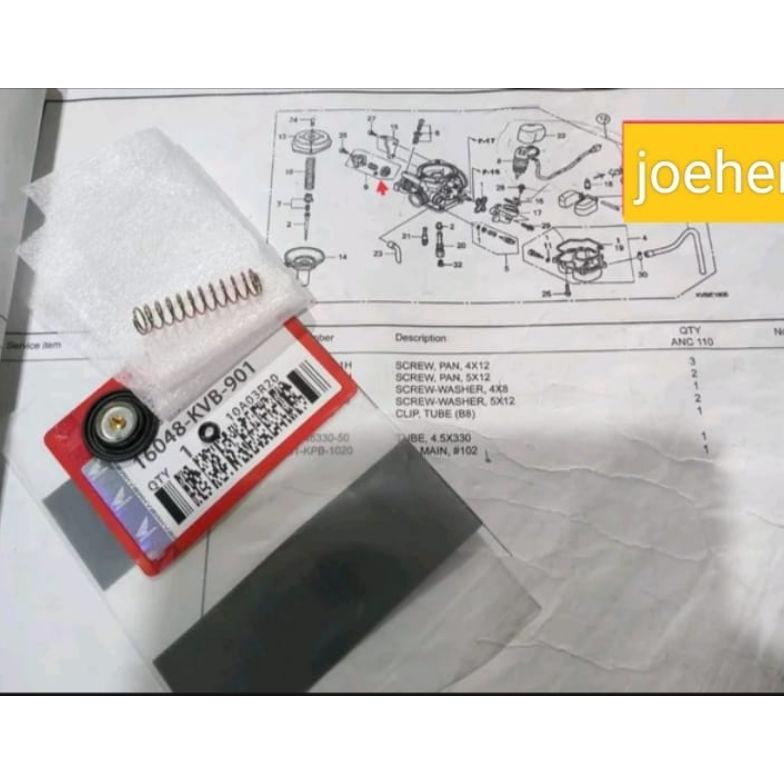 Valve Set Air Cut Atau Diafragma Carburator Honda Vario 110 Kode 16048-KVB-901 Sesuai Foto
