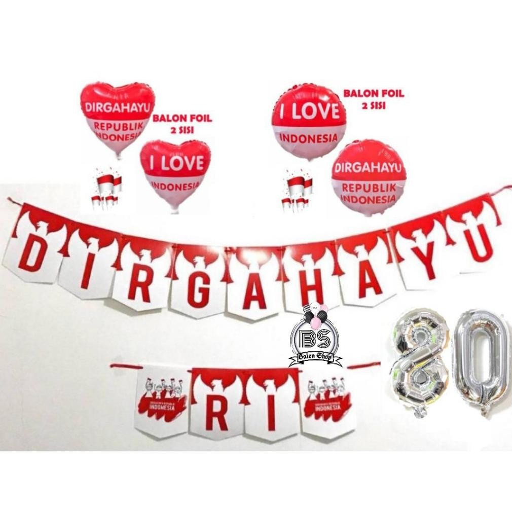 Y-76 Balon Set Dekorasi Hut Ri 17 Agustus | Set Dekorasi Banner Dirgahayu Ri