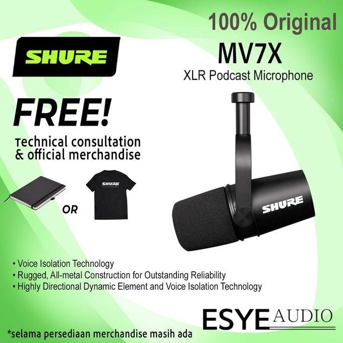 ASLI MIC KABEL SHURE MV7X ORIGINAL - MIKROFON KABEL SHURE MV 7X ORI BERKUALITAS
