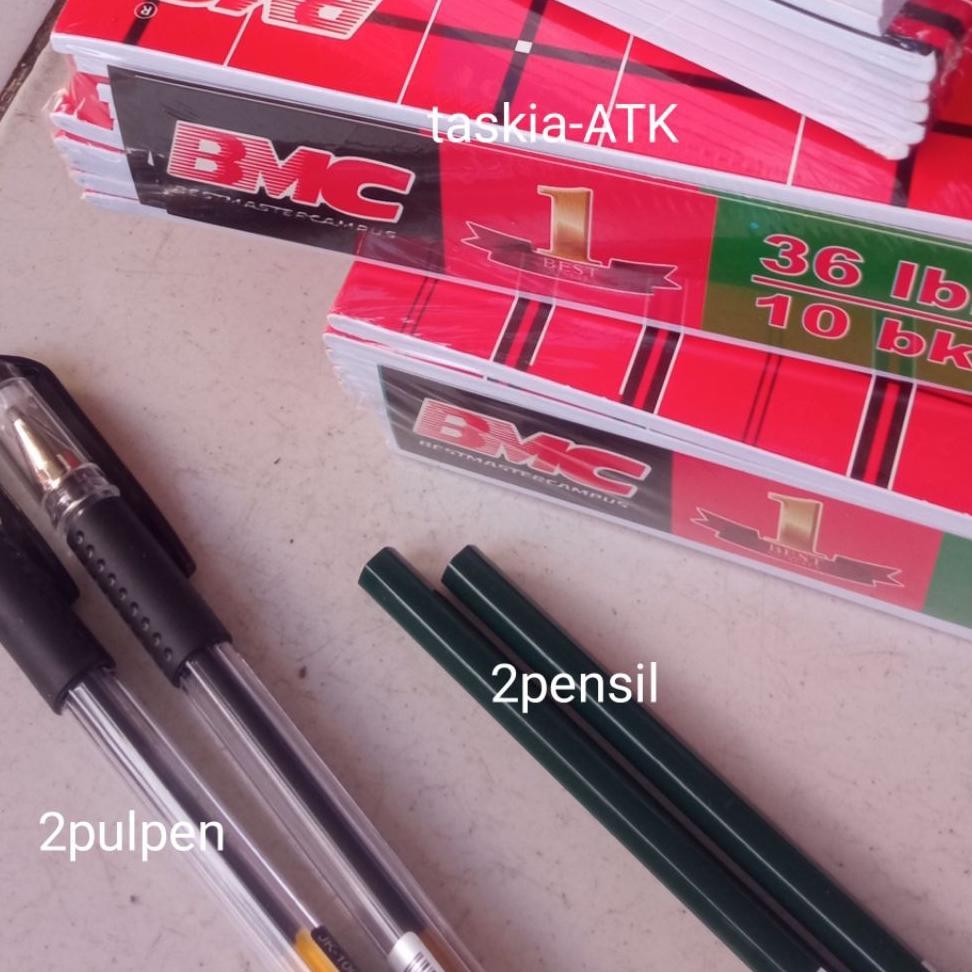 

10Pcs Buku Tulis Bmc Campus 36Lembarbuku Free 2Pulpen Dan 2Pensil