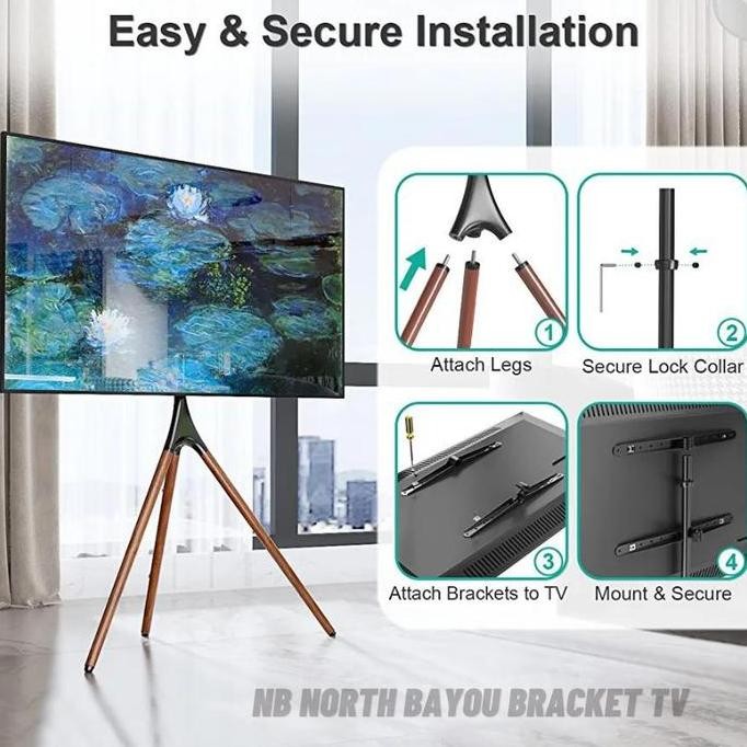 BRACKET STANDING TRIPOD KAYU TV SAMSUNG THE FRAME & QLED 43-70 INCH STOK TERBATAS