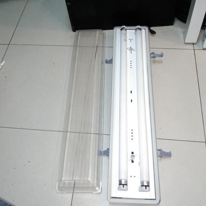 Kap Waterproof 2X18W Watt + Lampu TL Neon 18Watt Phillips/ led 8w