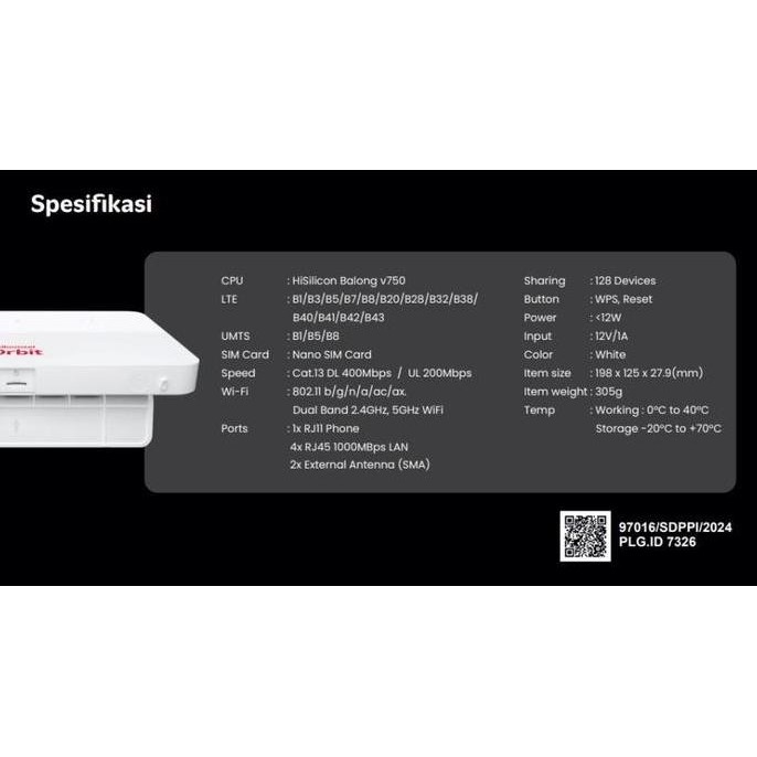 Telkomsel Orbit Max H1 Modem Wifi 4G High Speed Bonus Data / Max H1 New Stok