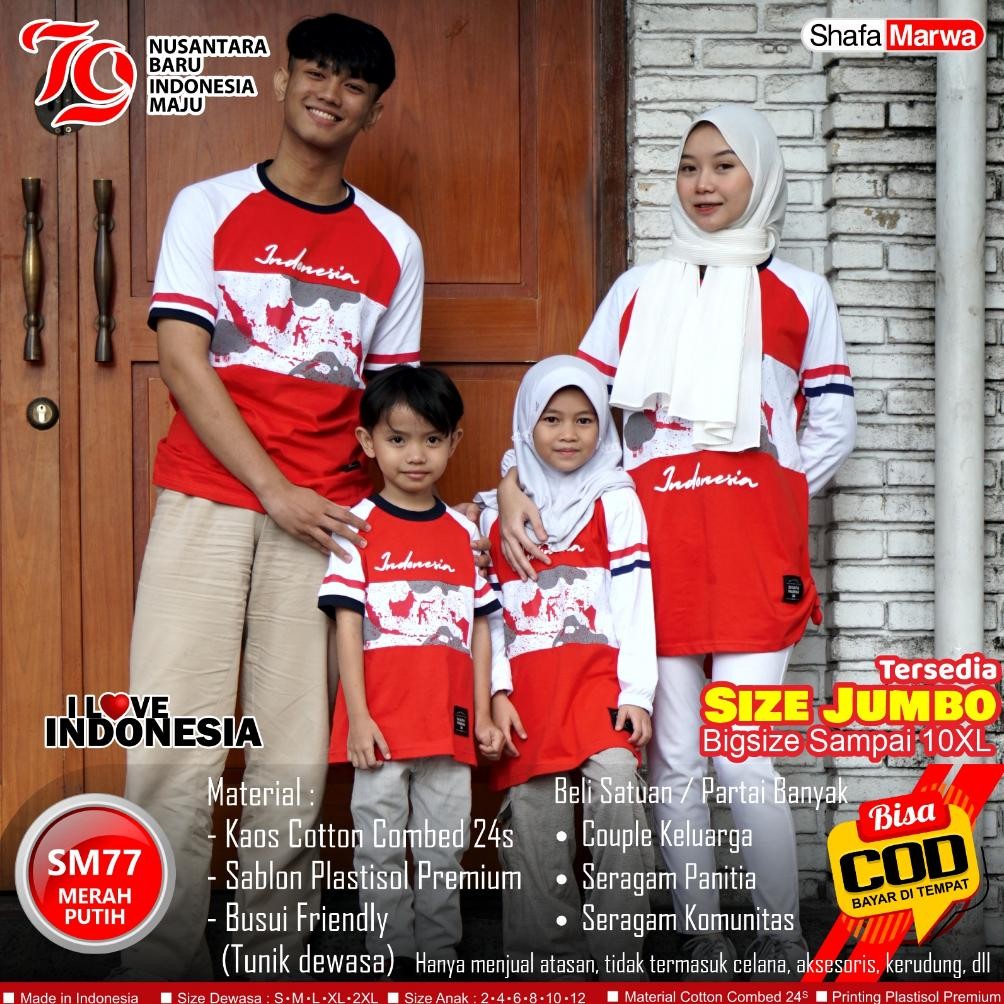 Kaos Merah Putih 17 Agustusan - Baju Seragam Couple Edisi Kemerdekaan Agustus Sm77