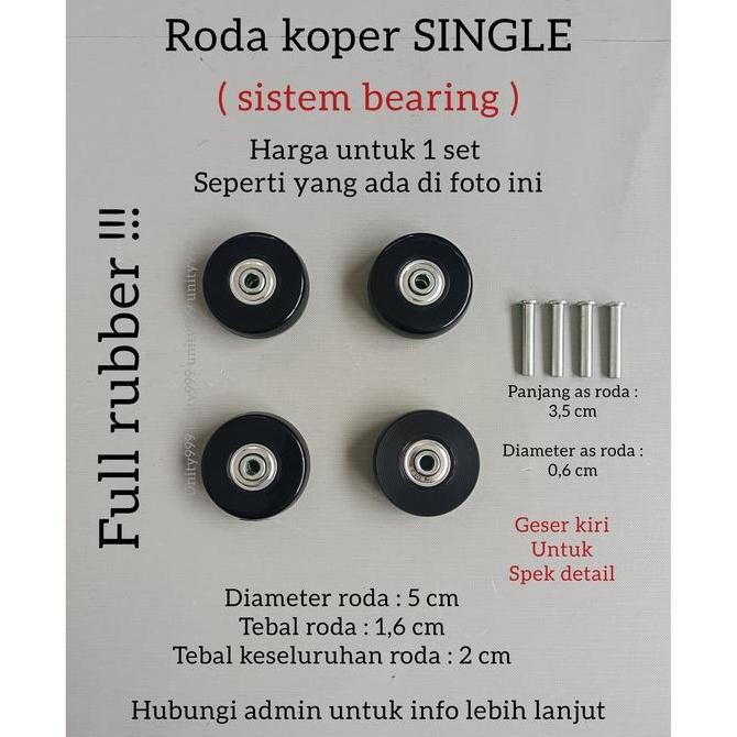 Tersedia Roda Koper 5cm Single Wheel Bering Pengganti Roda Koper Universal