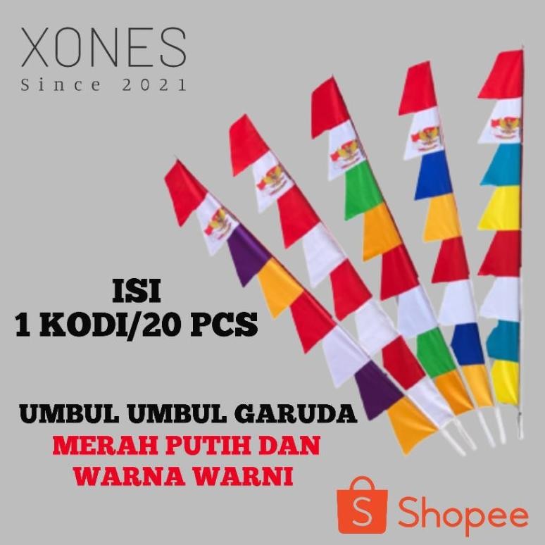 Bendera Umbul Umbul  Warna Warni Murah Harga Grosir 20 Pcs/1 Kodi Merah Putih Umbul Umbul Garuda