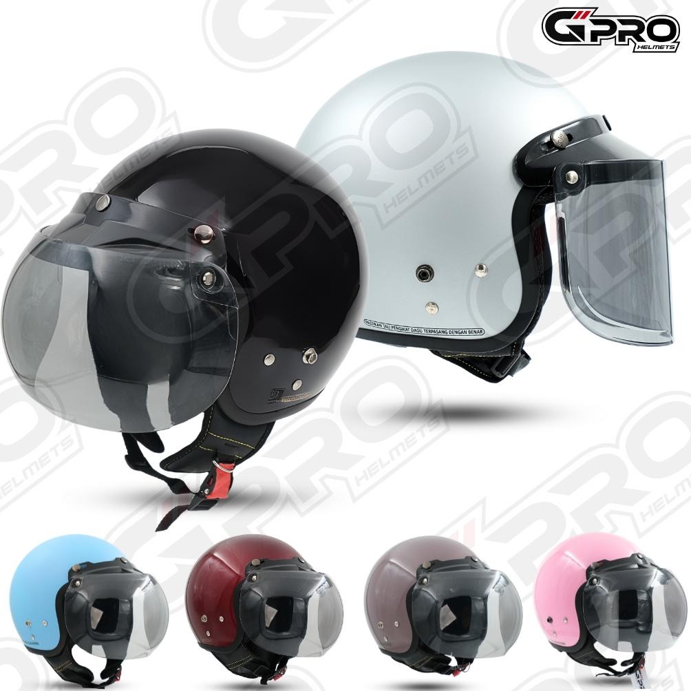 HELM Bogo Dewasa Classic Half Face Gpro-Helm Motor SNI Cepol Hijab Wanita Pria #28