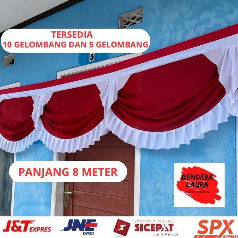 Bendera Background Panggung Bendera Gelombang Merah Putih Terlaris