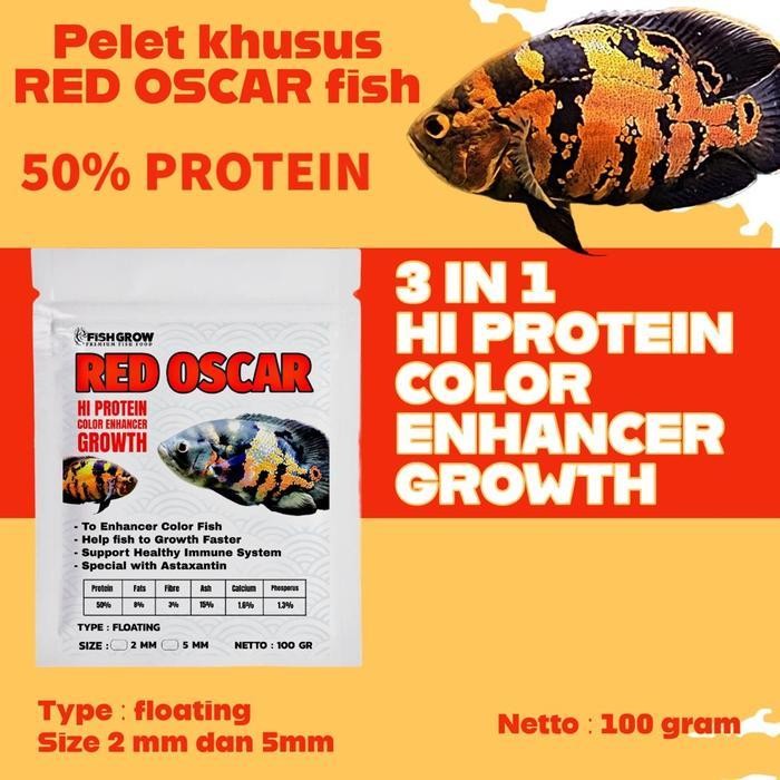 Pelet Pakan Ikan Red Oscar Batik Tiger Albino Floating 100Gr