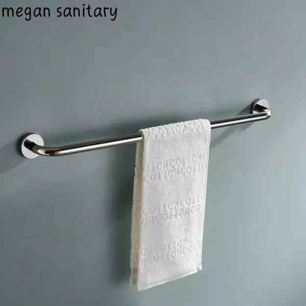 Gantungan handuk stainless panjang 80 cm tebel kilap MURAH