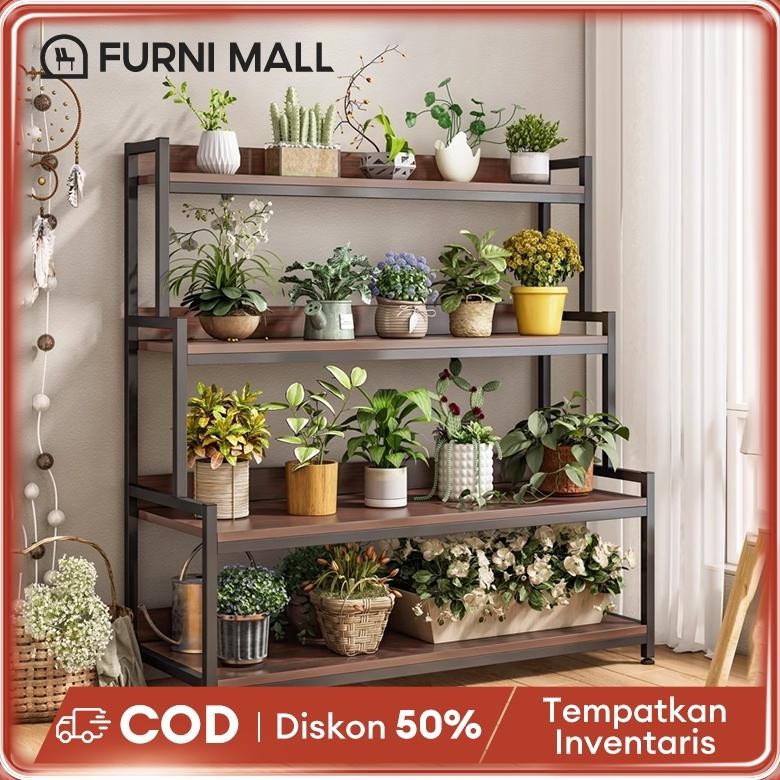 Rak Bunga Besi Rak Pot Bunga Rak Susun Penyimpanan Pot Bunga Besi Standing Pot Susun 3/4Pendatang ba