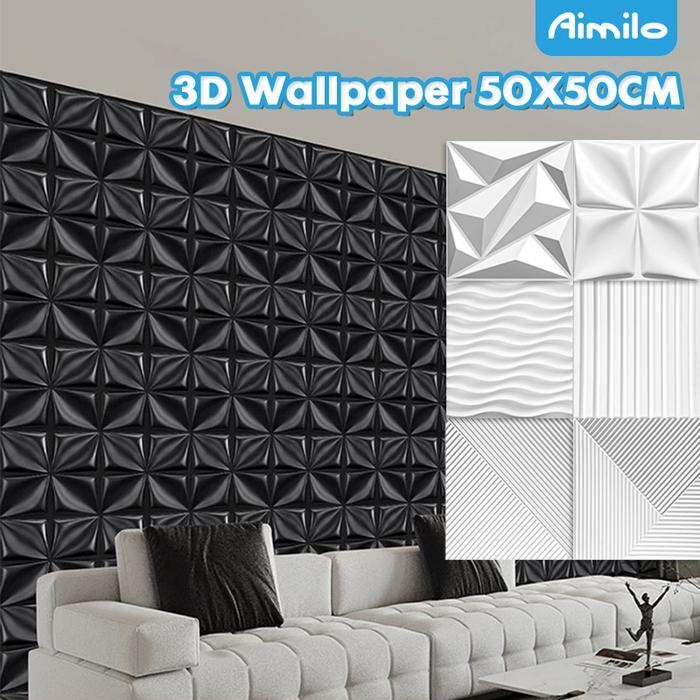 LTS PVC WALL PANEL MOTIF POLOS | 50CM X 50CM @30MM |WALLPEPER DINDING VINY PVC KAKU ANTI AIR DAN JAM
