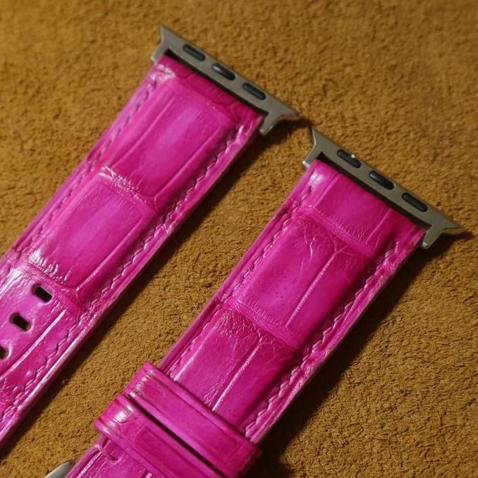 new !!! Custom Crocodile Leather Watch strap - Pink