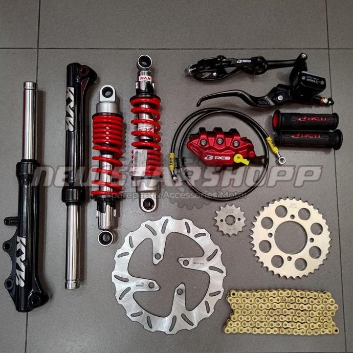 baru Paketan Master Rem RCB E3 14mm kotak kanan kiri + Kaliper 2 piston S + Selang Rem TDR Carbon + 