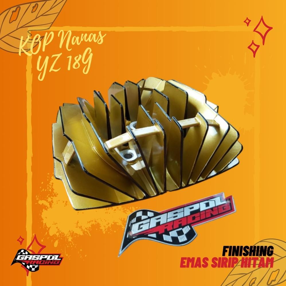 KOP NANAS RX KING YZ 18G HEAD BELIMBING SILINDER KOP VARIASI WARNA EMAS/GOLD SIRIP HITAM