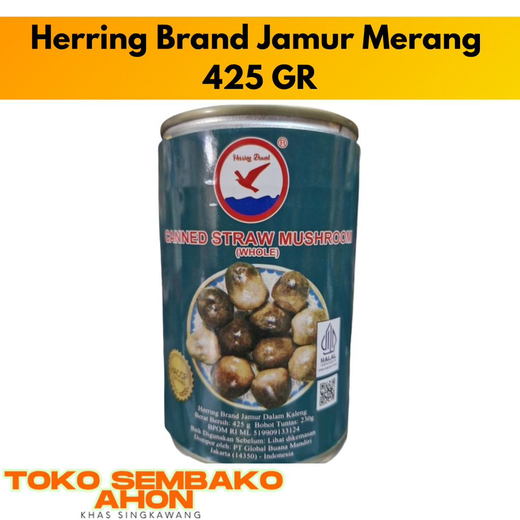 

Herring Brand Jamur Merang 425gr / Straw Mushroom Kaleng / Jamur Kaleng Herring / Jamur Merang Utuh Kaleng / Straw Mushroom 425g