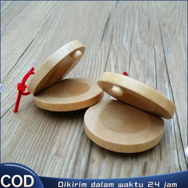 1 Passang Kastanyet Kayu Alat Musik Kastanyet Kayu Castanet Wooden Instrumen Castanet Alat Music Mus