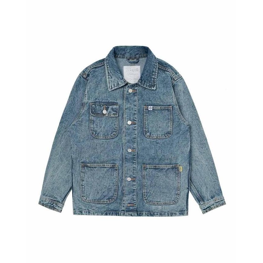 Vearst Jaket Chore Coat Montez Acid Stone Washed Denim Pria