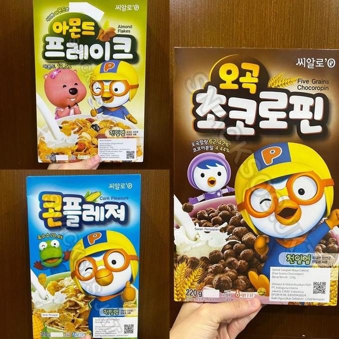 

PORORO ALMOND FLAKES / PORORO CORN PLEASURE / PORORO FIVE G CHOCOROPIN COKLAT CEREAL KOREA - SEREAL