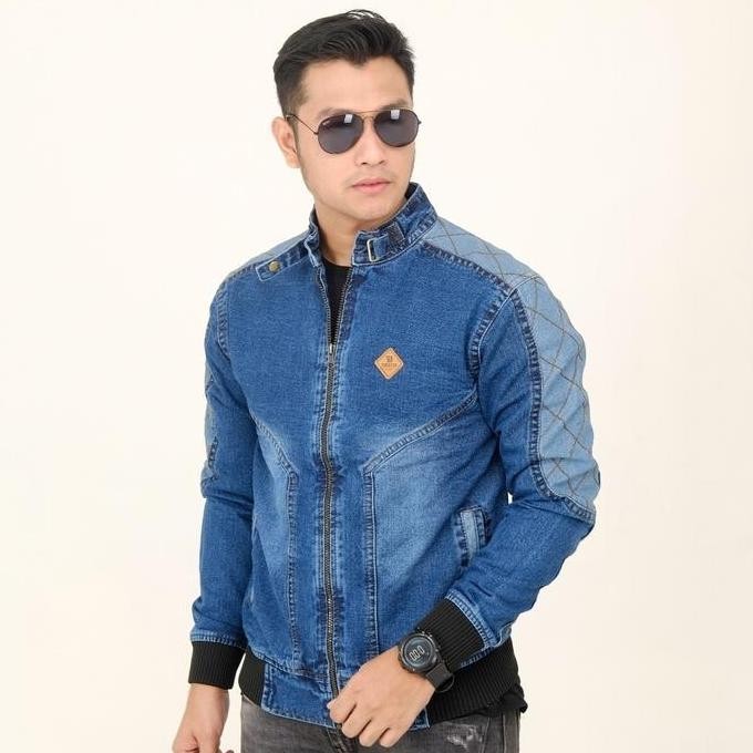 JAKET BOMBER JEANS XXL TERMURAH DENIM PRIA UKURAN JUMBO XXL TERLARIS