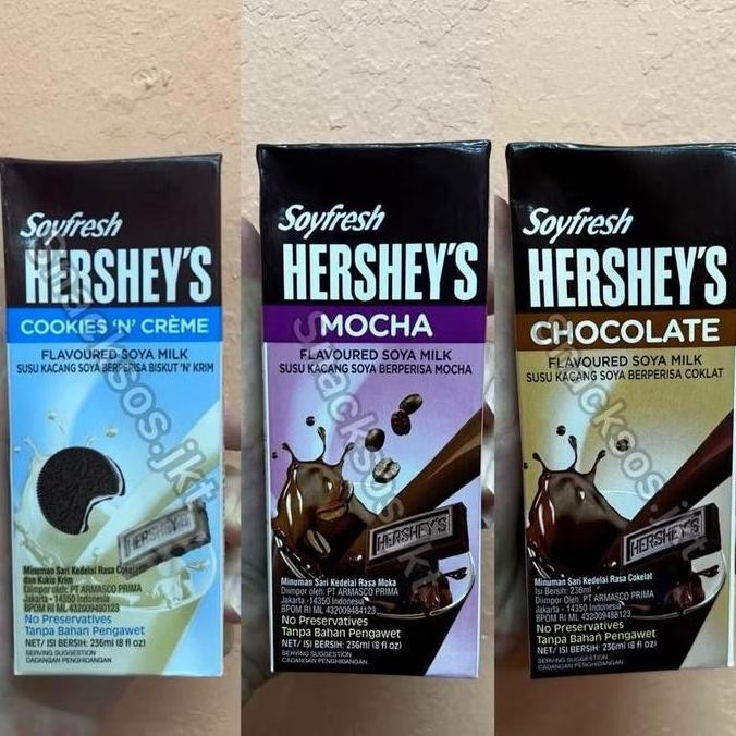 

SOY HERSHEY MOCHA / HERSHEY'S CHOCOLATE / COOKIES AND CREAM SOYA MILK - SOY MILK