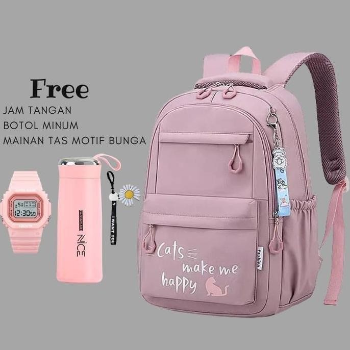 

tas ransel anak sekolah sd perempuan bonus botol minum dan jam