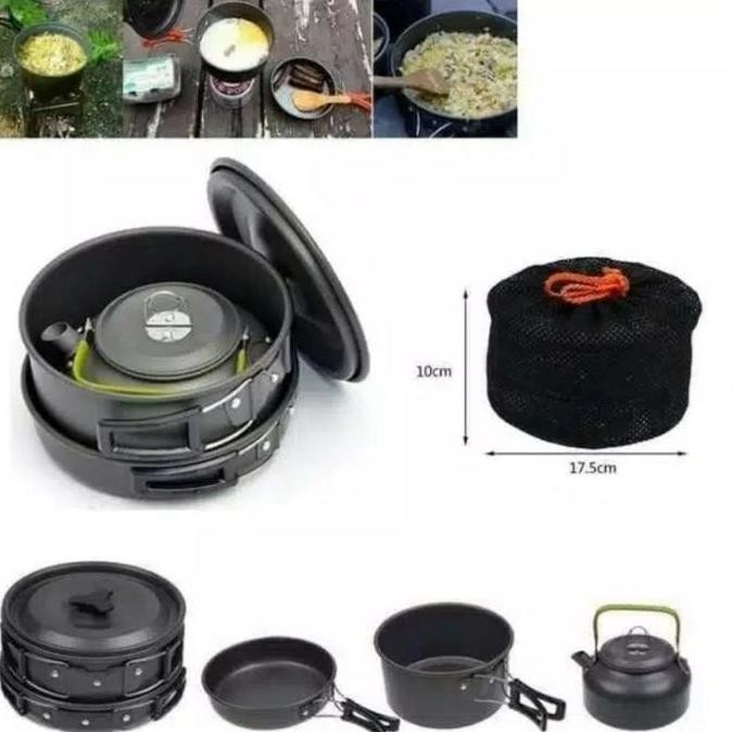 Camping Cooking Set Kompor Alat Nesting Masak Travel Portable Hiking A Kualitas Terbaik Harga Termur