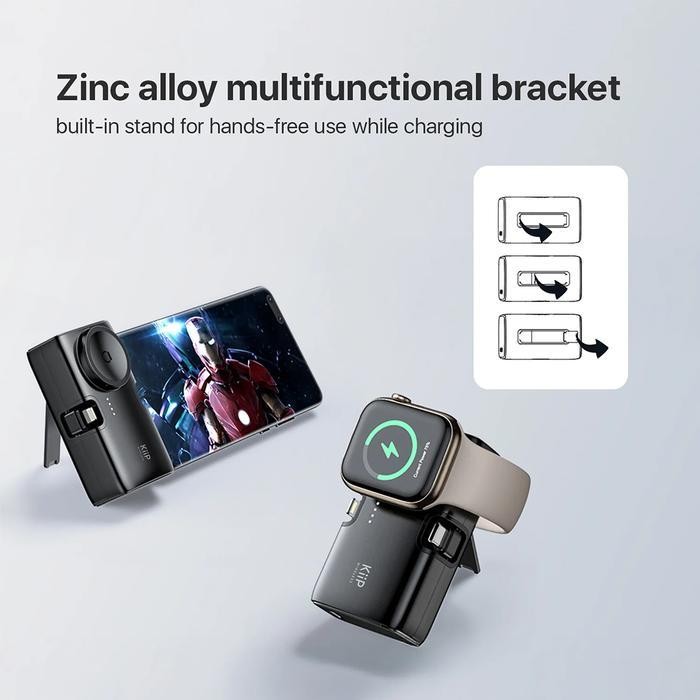 Kiip Powerbank 3In1 Mini 5000Mah Pd 20W Fast Charging Built In Lightning Type C Iwatch Apple Watch C