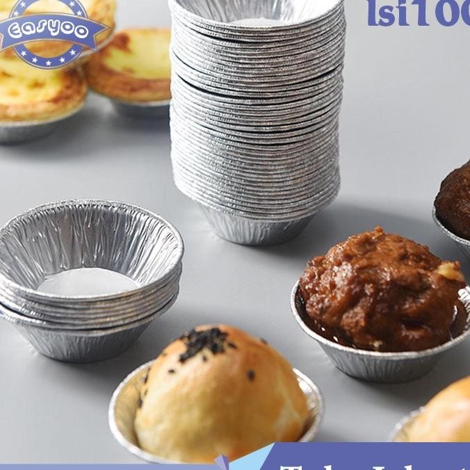 Isi 100 Pie Mini Egg Tart Disposable Cetakan Pie Susu Cetakan Kue Sus Bulat