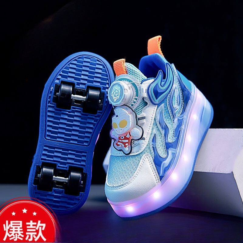 Sepatu Roda Olahraga Empat Roda Kuromi Bersinar untuk Gadis Sepatu Roda Jala Es