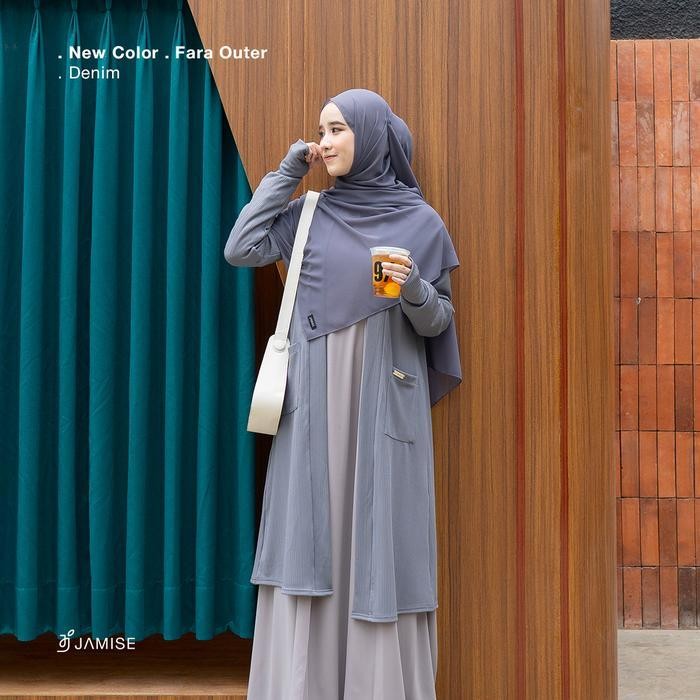 DWF Fara Outer | Kardigan Baju Basic Casual Oversize Panjang Wanita Muslimah by Jamise Syari