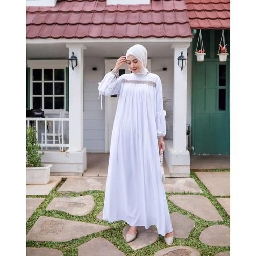 DWF Gamis Putih Wanita Polos Busui Terbaru / Fashion Muslim M-L-XL-XXL-XXXL / Gamis Modern 2025 / Ga